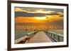 Panama City Beach, Florida - Pier at Sunset-Lantern Press-Framed Premium Giclee Print