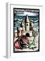 Panama City Beach, Florida - Sandcastle - Scratchboard-Lantern Press-Framed Art Print