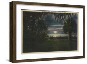 Panama City, FL - Moonlit View of St. Andrews Bay-Lantern Press-Framed Art Print