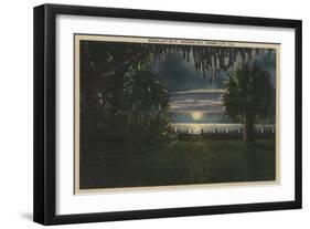 Panama City, FL - Moonlit View of St. Andrews Bay-Lantern Press-Framed Art Print