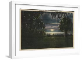 Panama City, FL - Moonlit View of St. Andrews Bay-Lantern Press-Framed Art Print