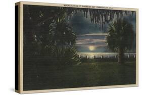Panama City, FL - Moonlit View of St. Andrews Bay-Lantern Press-Stretched Canvas