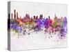 Panama City Skyline in Watercolor Background-paulrommer-Stretched Canvas