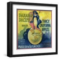 Panama Pacific Apple Crate Label - Watsonville, CA-Lantern Press-Framed Art Print