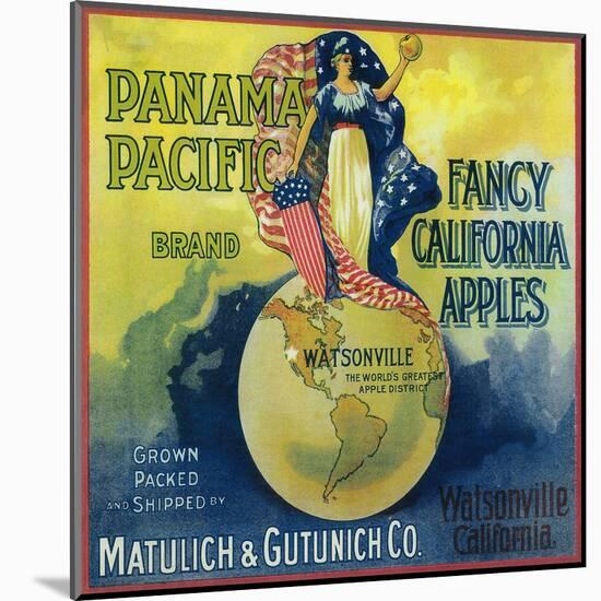 Panama Pacific Apple Crate Label - Watsonville, CA-Lantern Press-Mounted Art Print