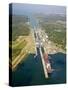 Panama, Panama Canal, Container Ships in Gatun Locks-Jane Sweeney-Stretched Canvas