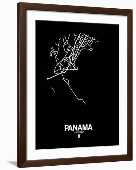 Panama Street Map Black-NaxArt-Framed Art Print