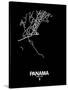 Panama Street Map Black-NaxArt-Stretched Canvas
