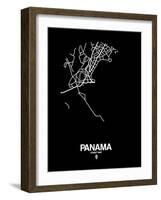 Panama Street Map Black-NaxArt-Framed Art Print