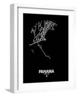 Panama Street Map Black-NaxArt-Framed Art Print