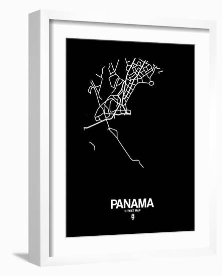 Panama Street Map Black-NaxArt-Framed Art Print