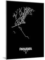 Panama Street Map Black-NaxArt-Mounted Art Print