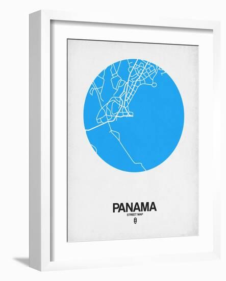 Panama Street Map Blue-NaxArt-Framed Art Print