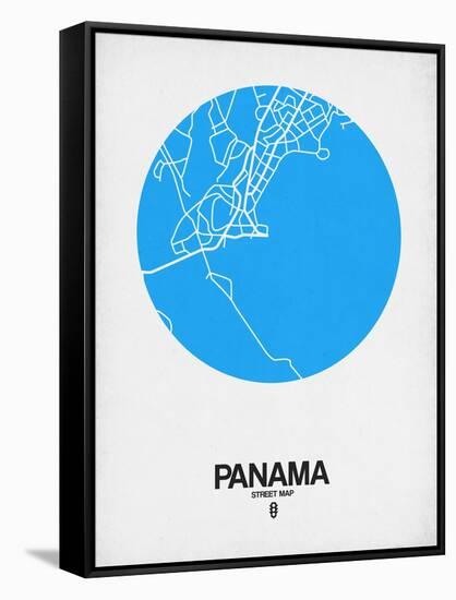 Panama Street Map Blue-NaxArt-Framed Stretched Canvas