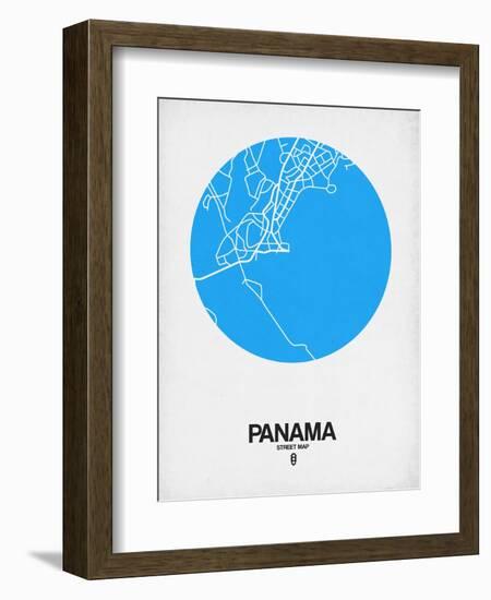 Panama Street Map Blue-NaxArt-Framed Art Print