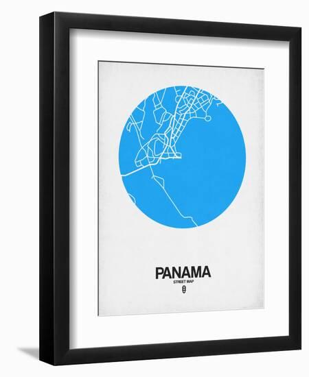 Panama Street Map Blue-NaxArt-Framed Art Print