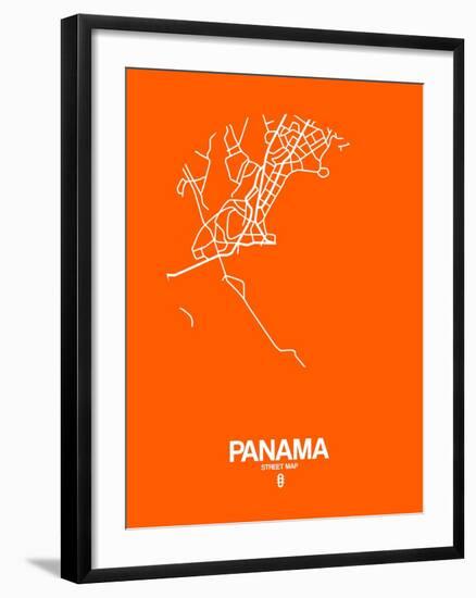 Panama Street Map Orange-NaxArt-Framed Art Print