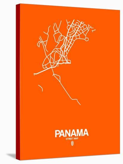 Panama Street Map Orange-NaxArt-Stretched Canvas