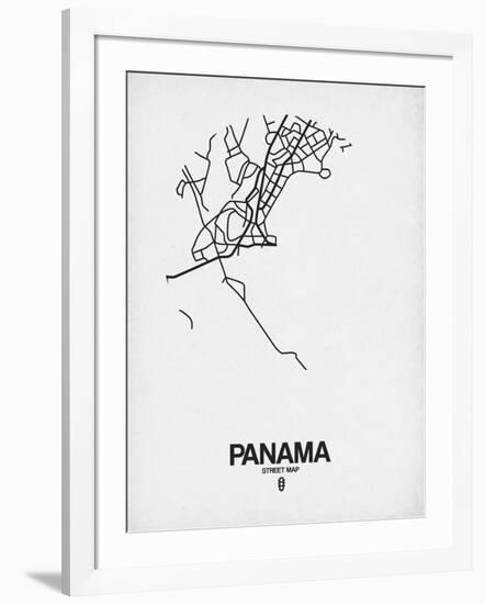 Panama Street Map White-NaxArt-Framed Art Print