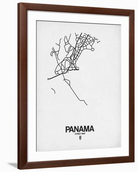 Panama Street Map White-NaxArt-Framed Art Print