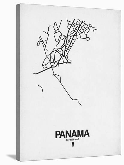 Panama Street Map White-NaxArt-Stretched Canvas