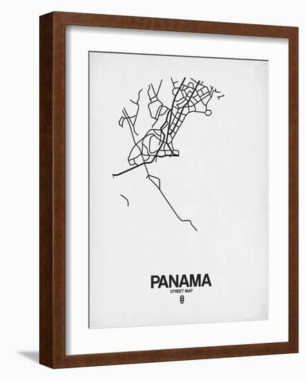 Panama Street Map White-NaxArt-Framed Art Print