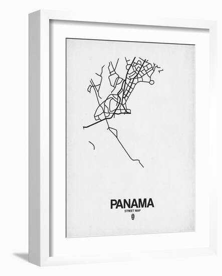 Panama Street Map White-NaxArt-Framed Art Print