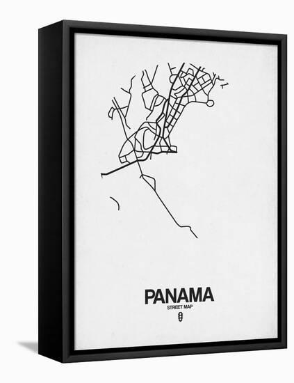 Panama Street Map White-NaxArt-Framed Stretched Canvas