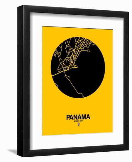 Panama Street Map Yellow-NaxArt-Framed Art Print