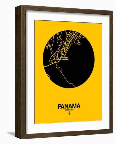 Panama Street Map Yellow-NaxArt-Framed Art Print