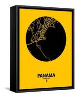 Panama Street Map Yellow-NaxArt-Framed Stretched Canvas