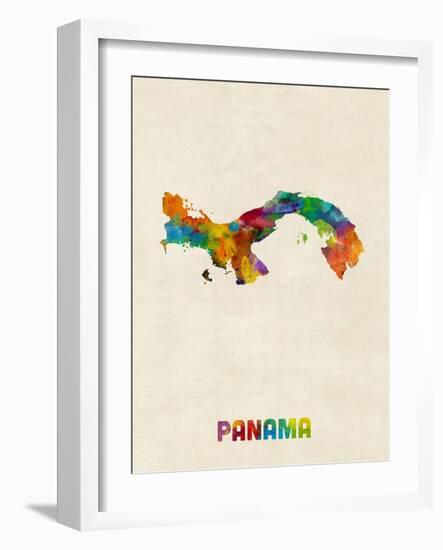 Panama Watercolor Map-Michael Tompsett-Framed Art Print