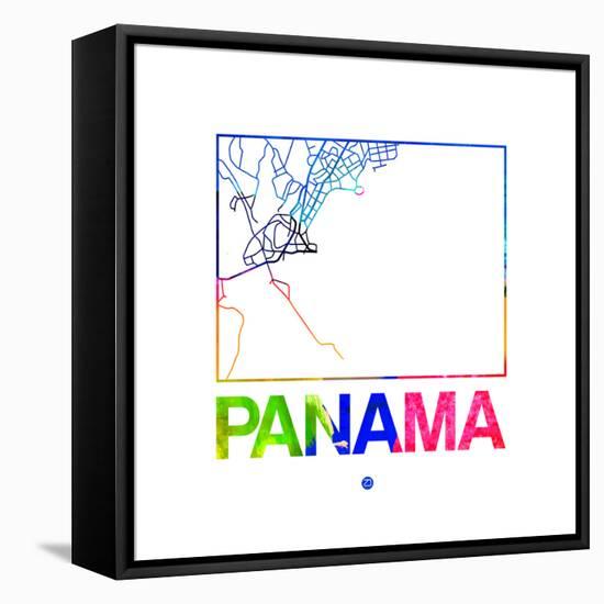 Panama Watercolor Street Map-NaxArt-Framed Stretched Canvas