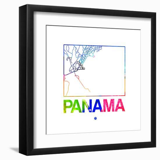 Panama Watercolor Street Map-NaxArt-Framed Art Print