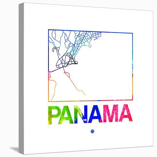 Panama Watercolor Street Map-NaxArt-Stretched Canvas