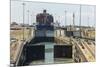 Panamax-sized container ship goiing up through Gatun Locks on Panama Canal, Panama, Central America-Tony Waltham-Mounted Photographic Print