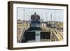 Panamax-sized container ship goiing up through Gatun Locks on Panama Canal, Panama, Central America-Tony Waltham-Framed Photographic Print