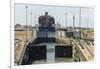 Panamax-sized container ship goiing up through Gatun Locks on Panama Canal, Panama, Central America-Tony Waltham-Framed Photographic Print