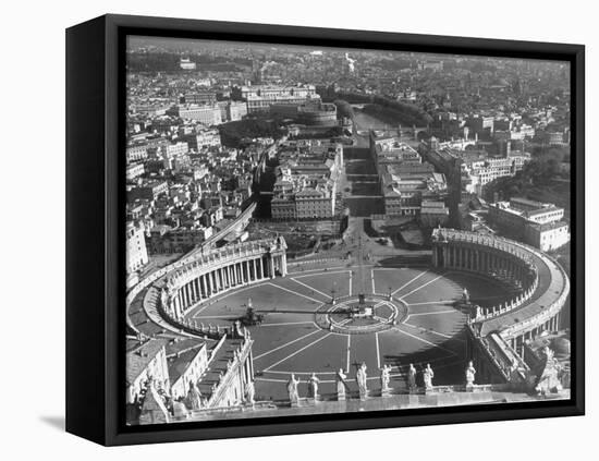 Panaromic View of Rome from Atop St. Peter's Basilica Looking Down on St. Peter's Square-Margaret Bourke-White-Framed Stretched Canvas