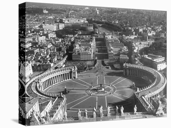 Panaromic View of Rome from Atop St. Peter's Basilica Looking Down on St. Peter's Square-Margaret Bourke-White-Stretched Canvas