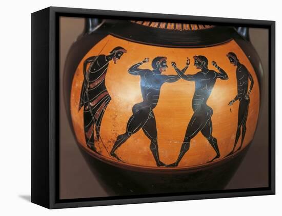 Panathenaic Amphora Depicting Boxing Scene, from Tomb of the Warrior at Vulci-null-Framed Stretched Canvas
