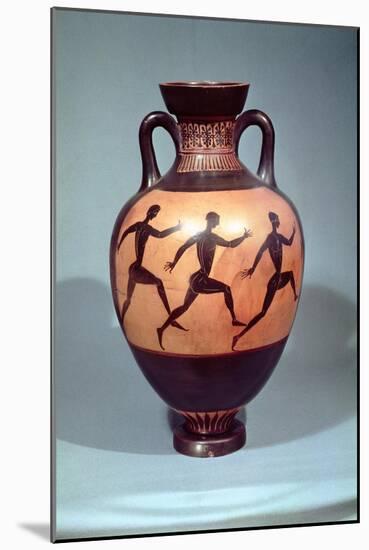 Panathenaic Black Figure Amphora Depicting a Foot Race (Pottery)-null-Mounted Giclee Print