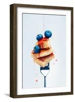 Pancakes with Blueberry and Syrup on Fork-Dina Belenko-Framed Photographic Print