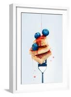 Pancakes with Blueberry and Syrup on Fork-Dina Belenko-Framed Photographic Print