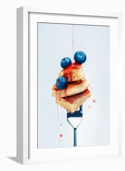 Pancakes with Blueberry and Syrup on Fork-Dina Belenko-Framed Photographic Print