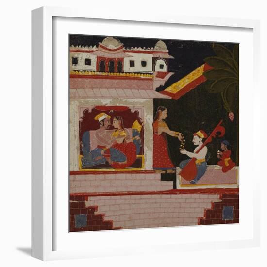 Pancham Ragini - a Handmaiden of an Enamoured Couple Rewards a Musician-null-Framed Giclee Print