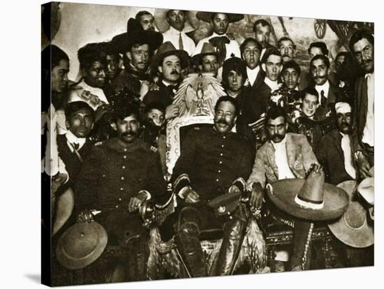 Pancho Villa in the Presidential Chair with Emiliano Zapata at His Side, Mexico City, 1914-5-null-Stretched Canvas