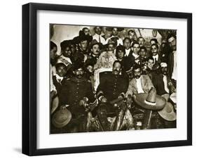 Pancho Villa in the Presidential Chair with Emiliano Zapata at His Side, Mexico City, 1914-5-null-Framed Giclee Print