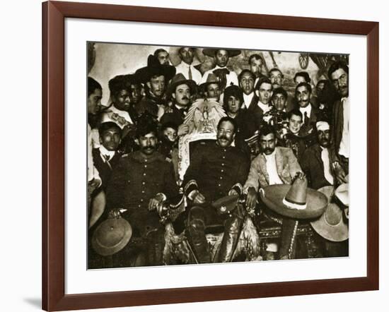 Pancho Villa in the Presidential Chair with Emiliano Zapata at His Side, Mexico City, 1914-5-null-Framed Giclee Print