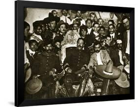 Pancho Villa in the Presidential Chair with Emiliano Zapata at His Side, Mexico City, 1914-5-null-Framed Giclee Print